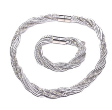 Last inn bildet i Galleri-visningsprogrammet, Nydelig sølvfarget kjede og armbånd