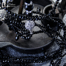 Last inn bildet i Galleri-visningsprogrammet, Kjede, sort 2 kjeder i ett med glasskrystaller og magnetlås
